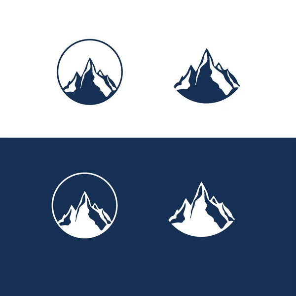 Logotipo plano de montaña y roca — Vector de stock