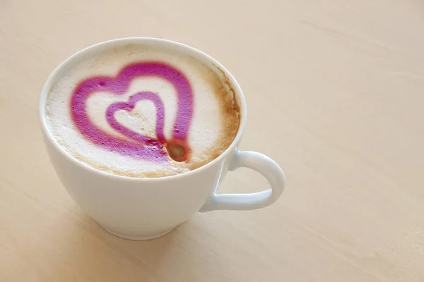 Kaffe Kopp Latte Art Bord Royaltyfria Stockfoton