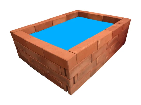 Oben Rechteck Ziegelstein Teich Blau Idee Wasser Auf Weißem Hintergrund — Stockfoto