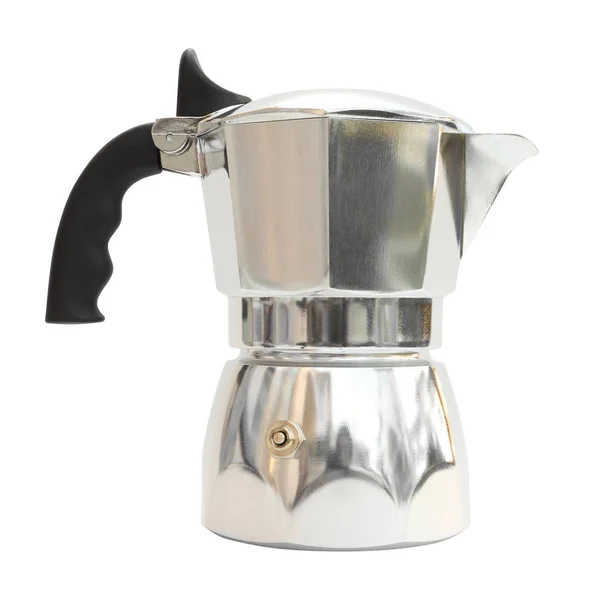 Lato Chiudere Coperchio Moka Pot Sfondo Bianco — Foto Stock