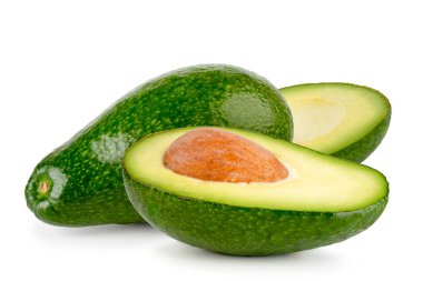 Avokado ve bir beyaz tamamlayan bir yakın çekim. İzole.