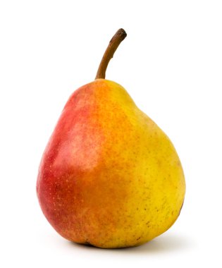 Beyaz bir arka plan olgun armut yakın çekim.