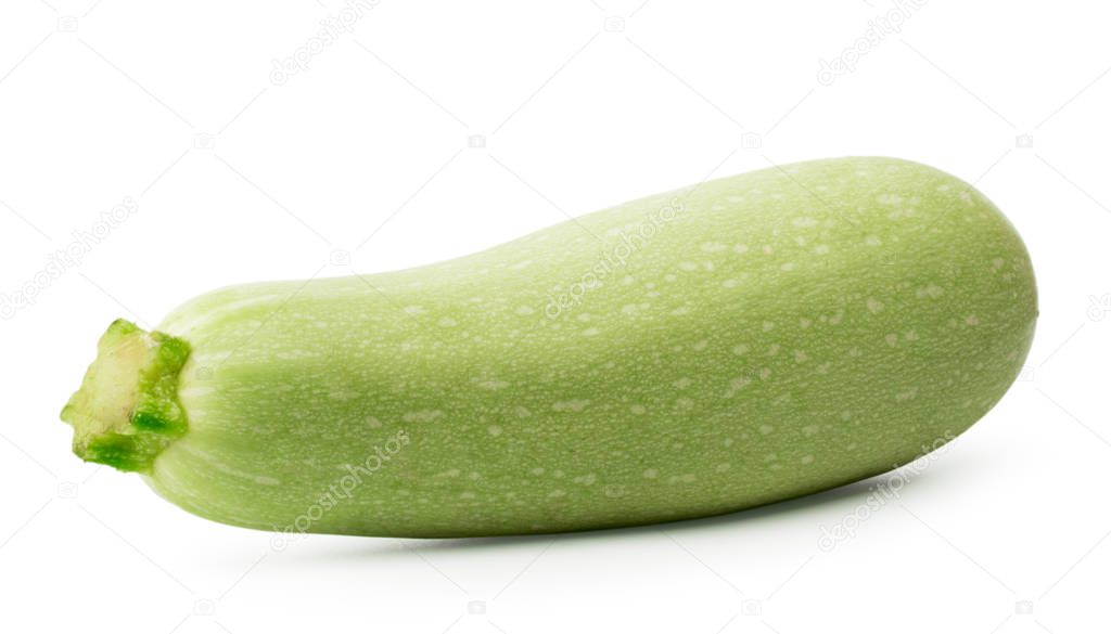 One ripe zucchini closeup on a white. isolated