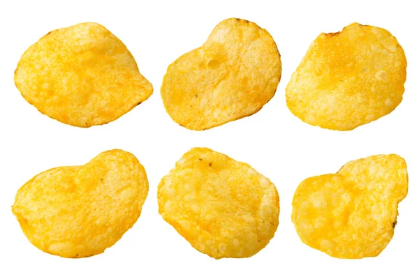 Potato chips cut on a white, close-up. — Stock Photo, Image