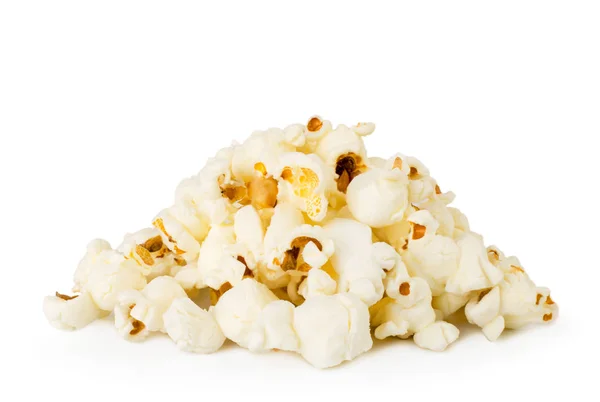 Un tas de pop-corn gros plan sur un blanc. Isolé . — Photo