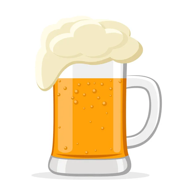 Copo Cerveja Com Espuma Sobre Fundo Branco Isolados —  Vetores de Stock