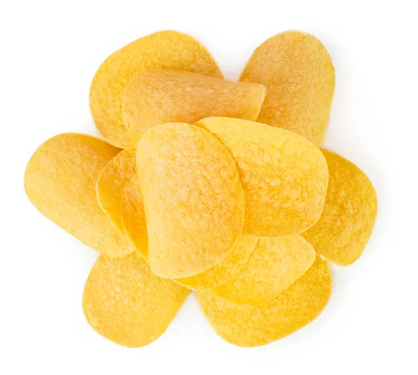 Bunch Potato Chips White Background View Top — Stock Photo, Image