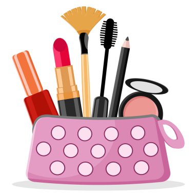 Ruj, maskara ve püsküllü bir beyaz güzellik uzmanı.