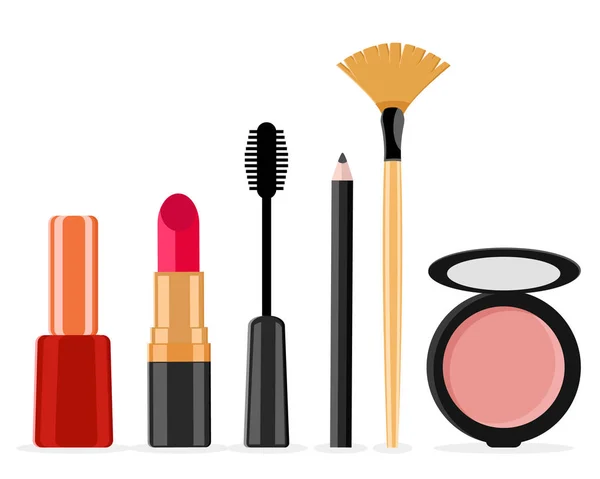 Makeup kit on a white. Care female face. — Stock Vector