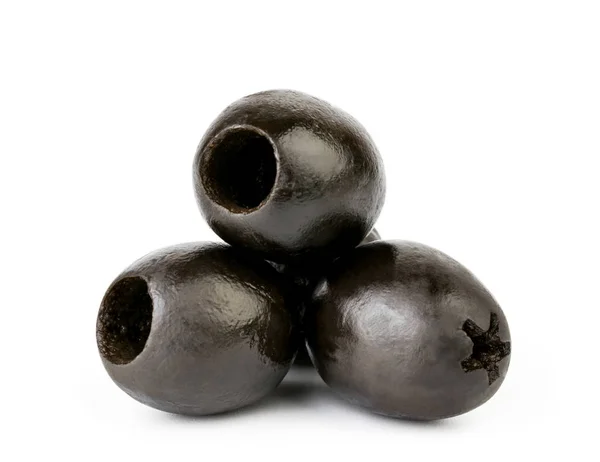 Black olives close up on a white background. — Stock Photo, Image