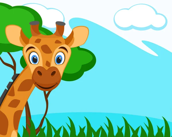 Giraffe blickt auf einen Naturhintergrund. — Stockvektor
