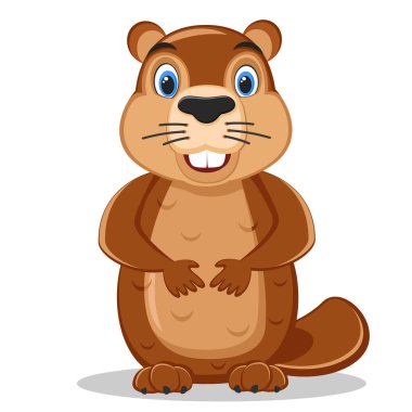 Cute cartoon marmot looking from hole in ground. Groundhog Day isolated vector illustration.