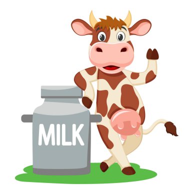 İnek sütü ve onun toynak beyaz sallayarak konservesi eğildi.