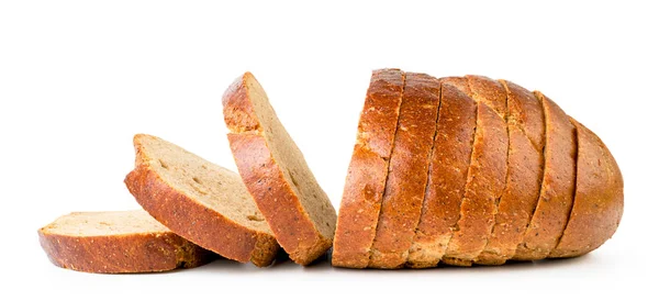 Ψωμί σε φέτες εσωτερικη πάνω σε άσπρο. Η θέα από την πλευρά. — Φωτογραφία Αρχείου
