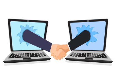 İki monitör, dizüstü bilgisayarlar arasında karşılıklı. Electrocommerce