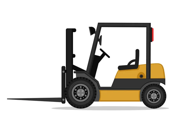 Forklift truck on a white. The car to lift the load. — Stock Vector