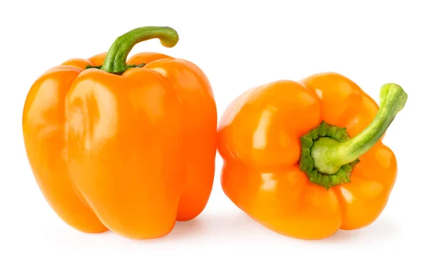 Two ripe bell peppers on a white, isolated. — Stock Photo, Image