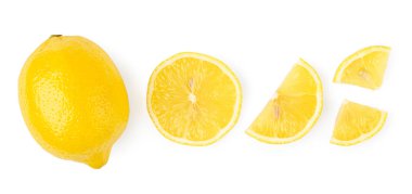 Dizi limon, dilimleri, yarım bir beyaz. Üst formu.