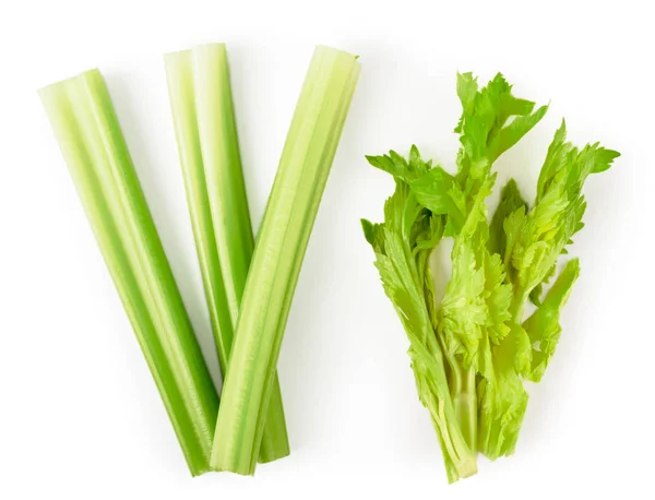 Stem Leaves Celery White Background Form Top — Stock Photo, Image