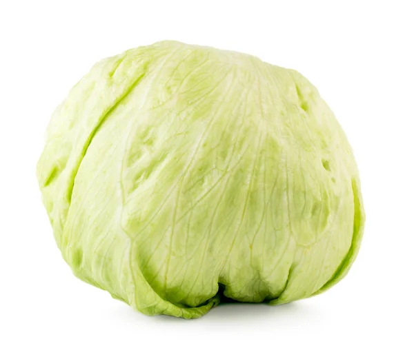 La cabeza de la lechuga iceberg se acerca a un blanco. Aislado . —  Fotos de Stock