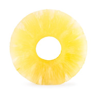 Konserve ananas portre üzerinde beyaz bir yüzük. İzole.