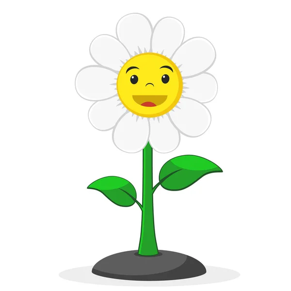 Fleurs de camomille fleurit et sourit sur un blanc . — Image vectorielle