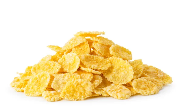 Heap of cornflakes close up on a white. Isolated. — Stock Photo, Image