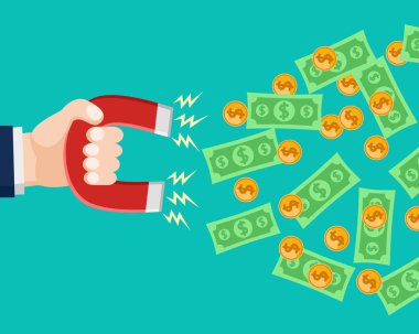 El para çeken bir mıknatıs tutar.