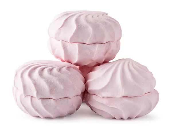 Beyaz bir arka planda pembe Marshmallow yığını. Izole — Stok fotoğraf