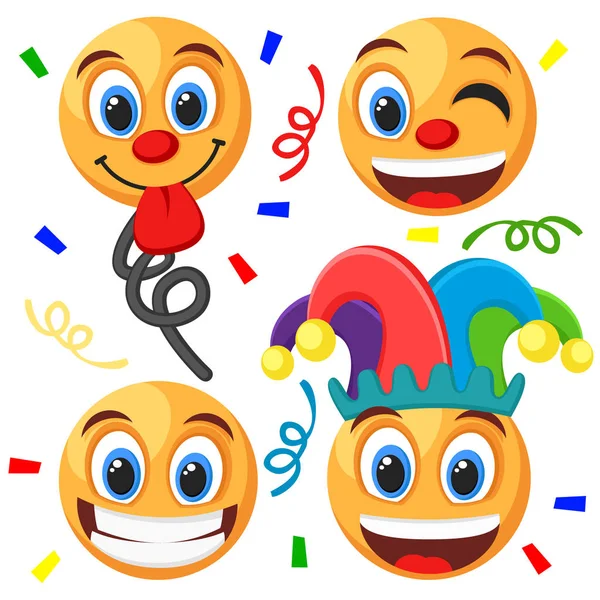 Set of emoticons on a white. Fools day. — Stock Vector