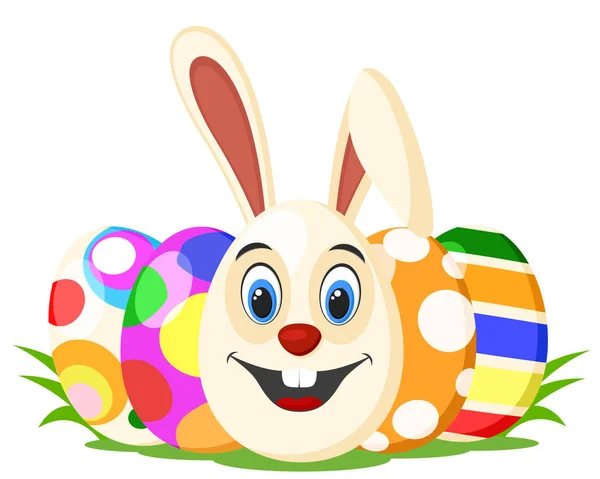 Easter Egg met het gezicht van een haas op een witte. — Stockvector