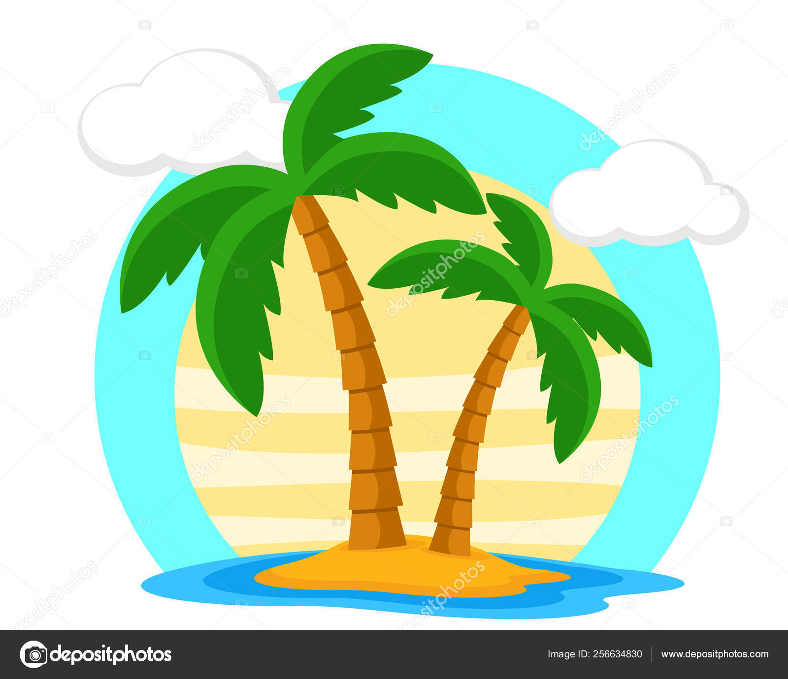 Two Palm Tree Sunset Logo Two Palm Trees On The Island Against The Sunset Logo Stock Vector C Innakreativ Yandex Ru 256634830