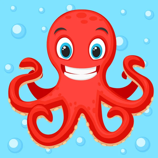 Octopus op de achtergrond van het water. Zee karakter. — Stockvector
