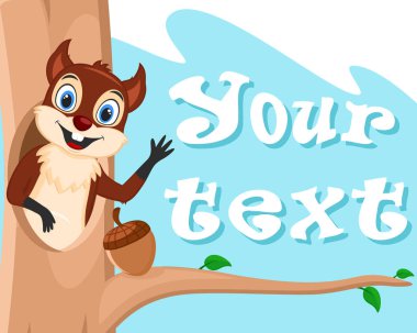 Sincap boş ağacın dışarı bakar ve onun pençe, metin için bir yer sallayarak.