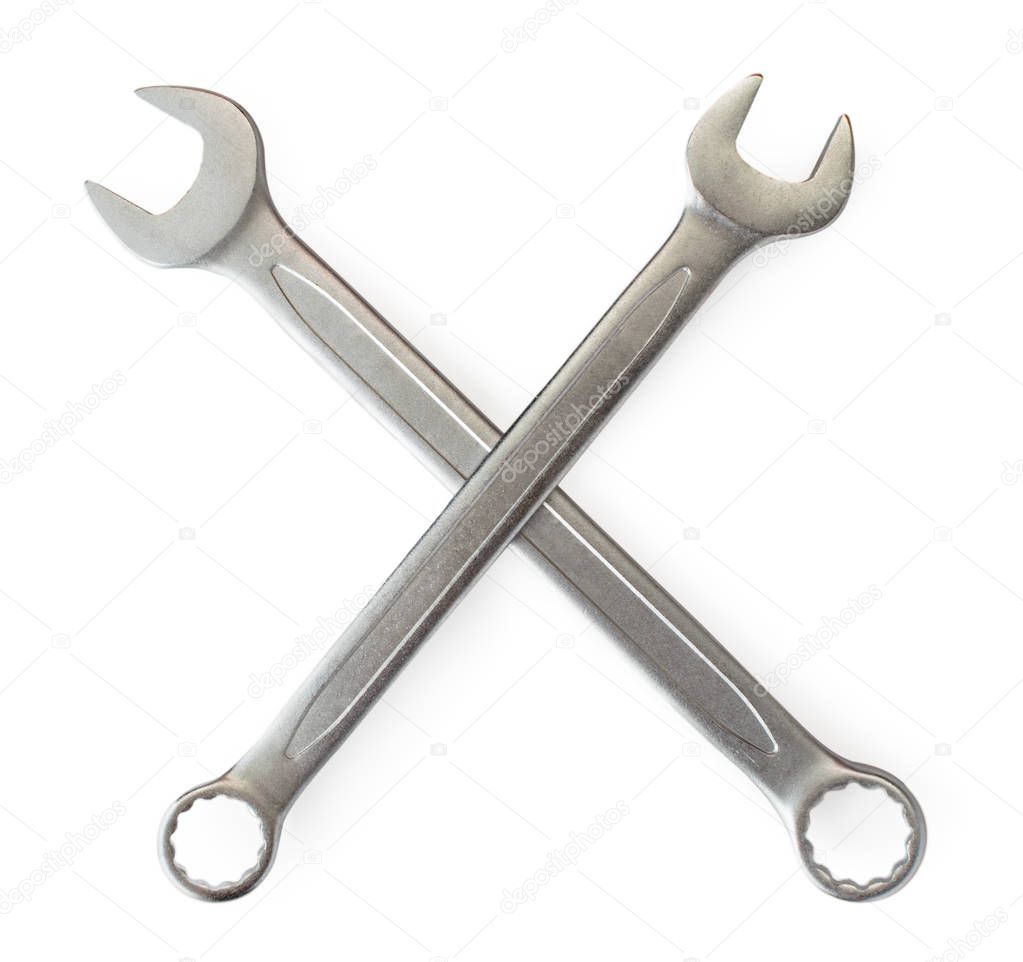 Two spanners on a white, isolated. Wrench