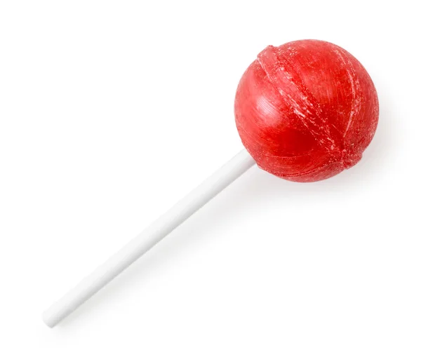 Červený Lollipop na bílém. Tvar horního. — Stock fotografie