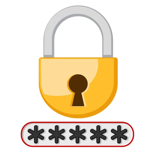 ロックを閉じ、白い背景にパスワードを置きます。ロゴセキュリティ. — ストックベクタ