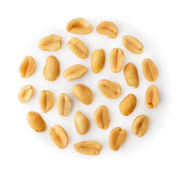 Conjunto de amendoins em um fundo branco. A forma do topo . — Fotografia de Stock