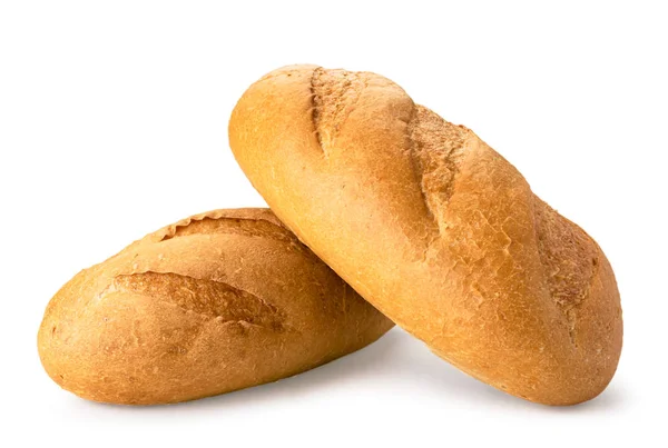 Two loaves bread close-up on a white background. Isolated. — Stock Photo, Image