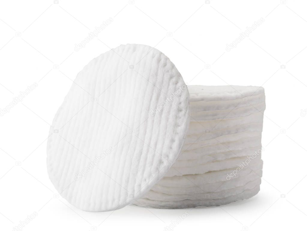 Cotton pads close-up on a white. Isolated.