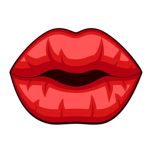 赤い唇が白にクローズアップ。ロゴ — ストックベクタ