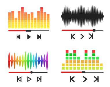 Beyaz üzerinde müzik parçaları seti. Müzik ekolayzır