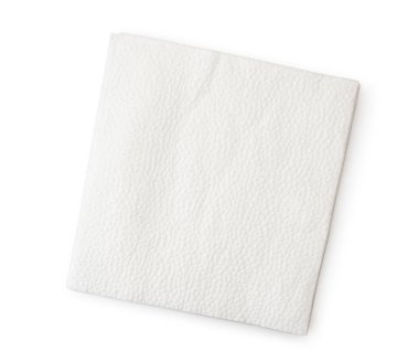 Beyaz üzerinde peçete yakın çekim. Üst formu.