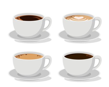 Fincan kahve seti beyaz, izole.