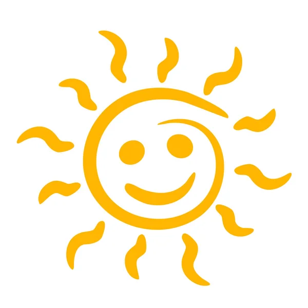 Silueta del sol sonriendo en un blanco. Logotipo . — Vector de stock