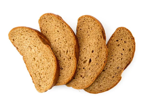 Fette di pane marrone su un bianco. La vista della cima . — Foto Stock