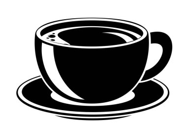 Beyaz bir fincan kahve silueti. Logo