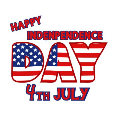 Mektuplar ABD bayrağına boyanmıştır. Metin, mutlu Amerikan bağımsızlık günü 4 Temmuz