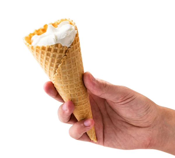 Cono gelato in un uomo intagliato a mano su un bianco . — Foto Stock