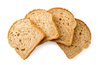 Beyaz ayazıüzerine dilimlenmiş ekmek. Üst görünümü.